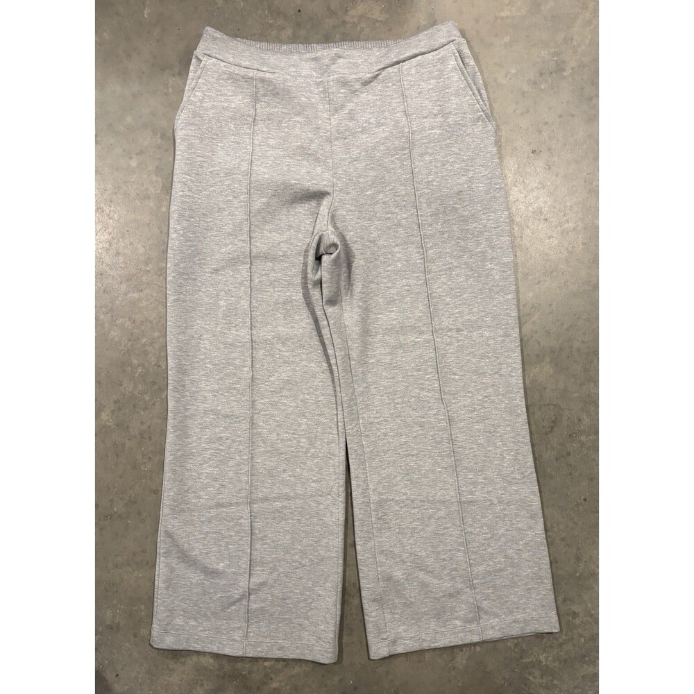 Scoop Women Large Heather Grey Scuba Pant Lounge Athleisure Wide Leg